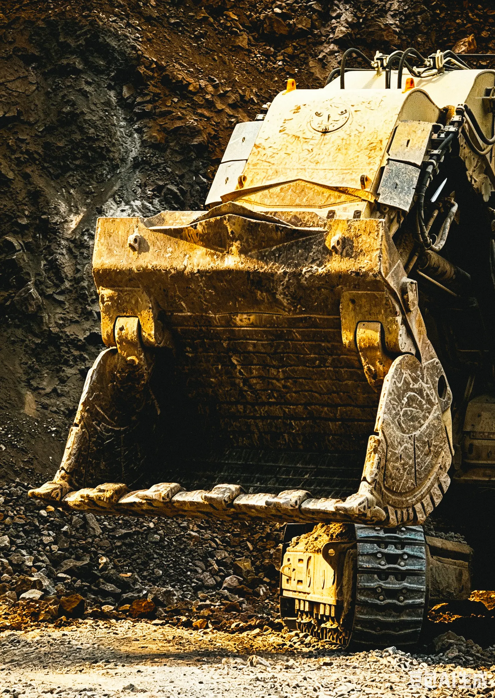 Mining excavator operating under heavy load
