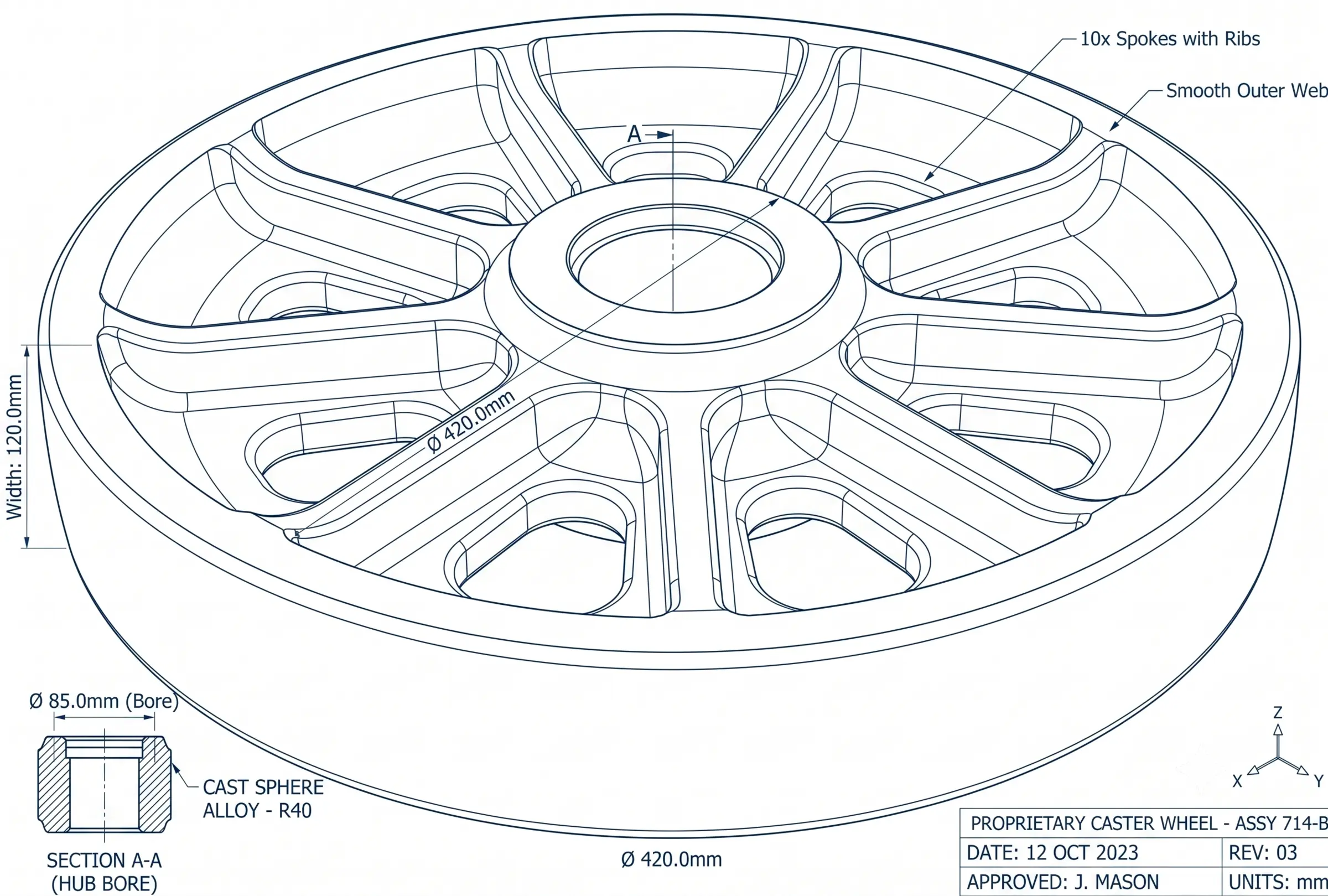 Engineering drawing for a mining component