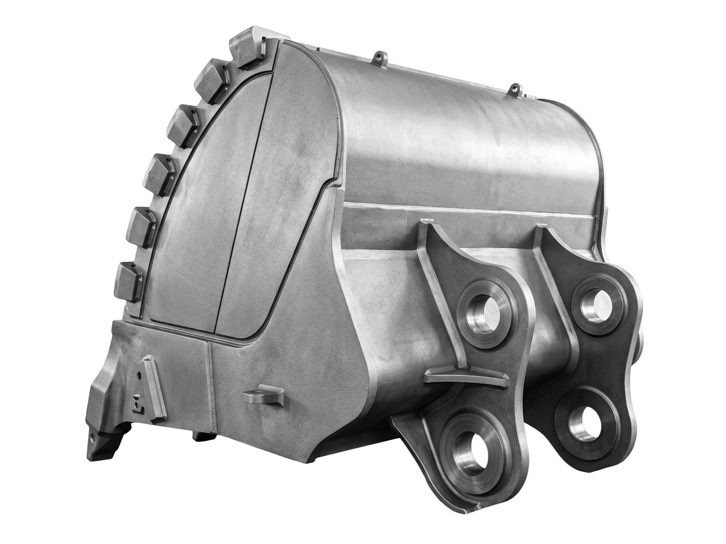 Mining excavator bucket structure and wear zones